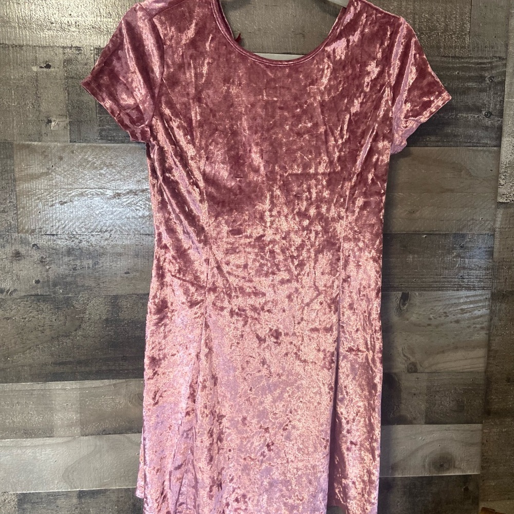 Velvety Pink Mini short sleeve Dress large